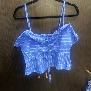 Express Blue Sleeveless Ruffled Camisole